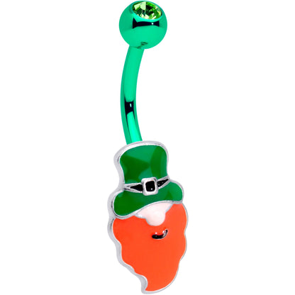 Clear Gem Green Leprechaun Saint Patricks Day Belly Ring Set of 2