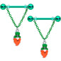 14 Gauge 11/16 Leprechaun St Patricks Day Chain Dangle Nipple Ring Set