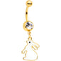 Clear Gem Gold Tone Glow in the Dark Easter Bunny Dangle Belly Ring