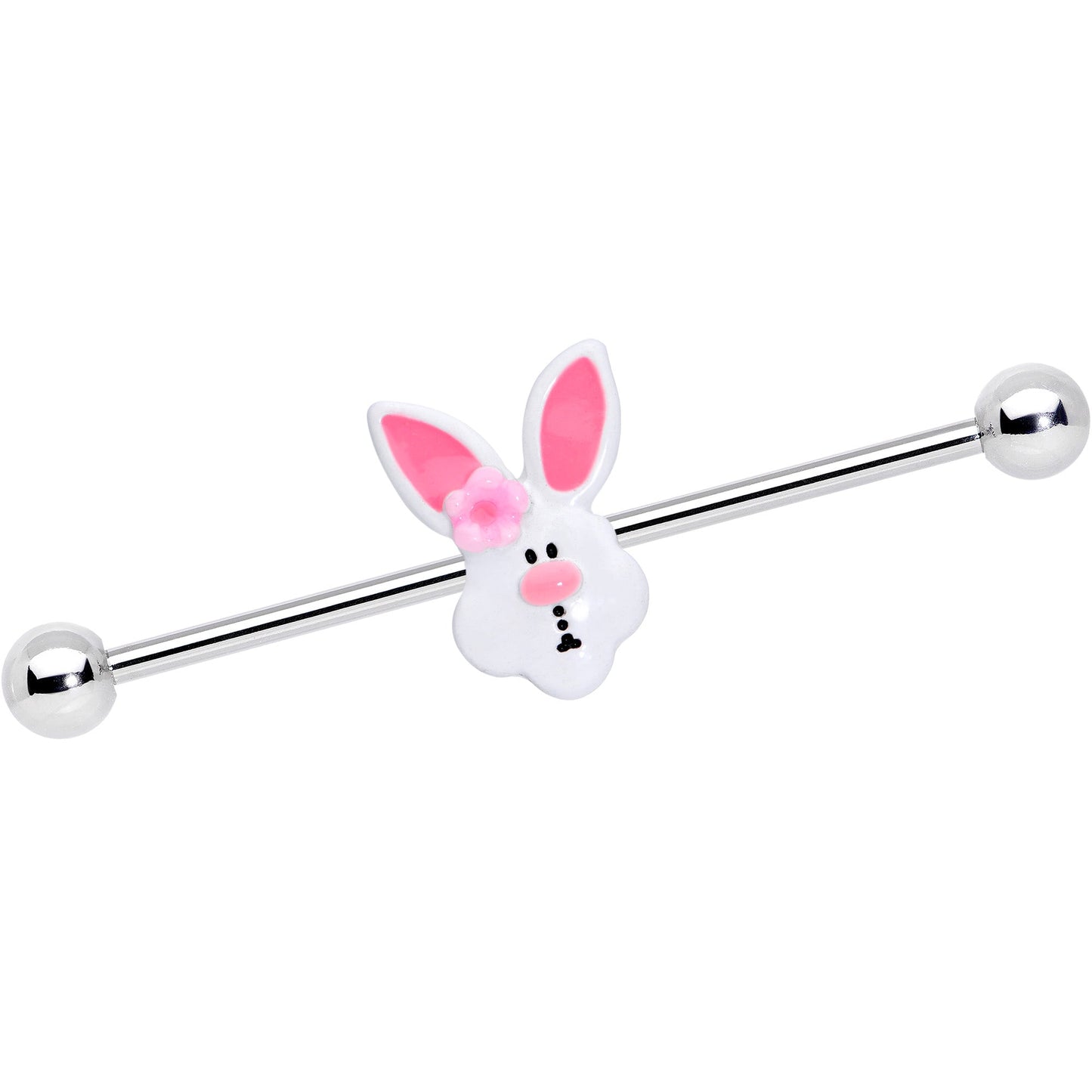 14 Gauge Easter Bunny Flower Industrial Barbell 38mm