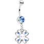 Light Blue Gem Shamrock St Patricks Day Dangle Belly Ring