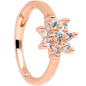 16 Gauge 3/8 Clear CZ Gem Rose Gold Tone Flower Hinged Segment Ring