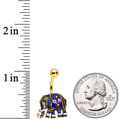 Gold Tone Rococo Elephant Belly Ring