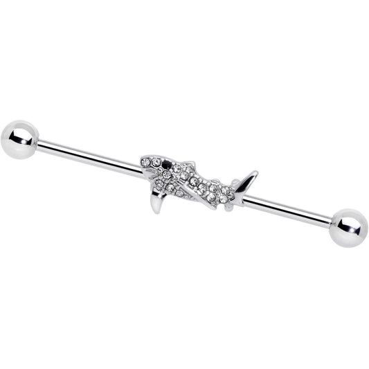 14 Gauge Clear Black Gem Shark Industrial Barbell 38mm