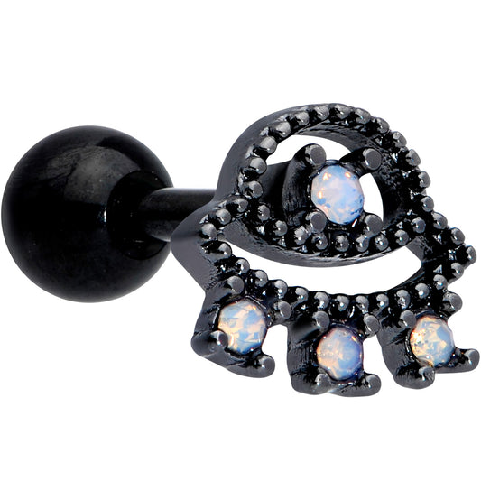 16 Gauge 1/4 Black White Faux Opal UFO Cartilage Tragus