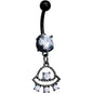 Clear CZ Gem Black White Faux Opal UFO Dangle Belly Ring