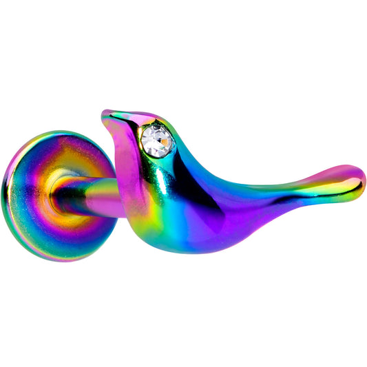 16 Gauge 1/4 Clear Gem Rainbow Bird Labret Monroe Tragus
