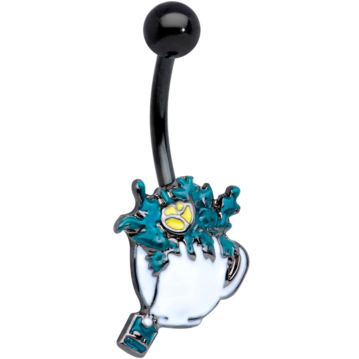 Black Creepy Halloween Tea Belly Ring