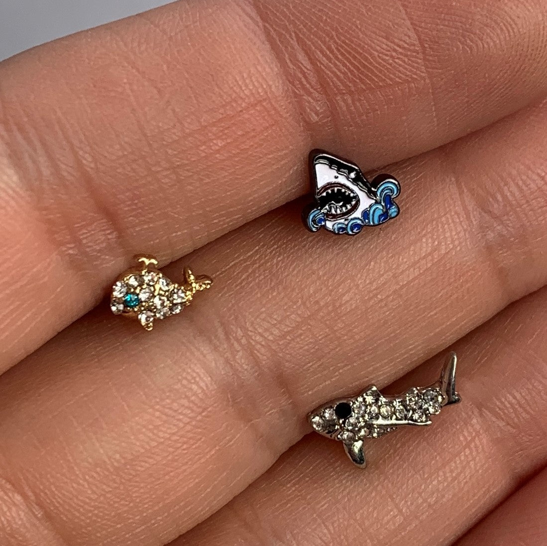 16 Gauge 1/4 Clear Black Gem Shark Cartilage Tragus Earring