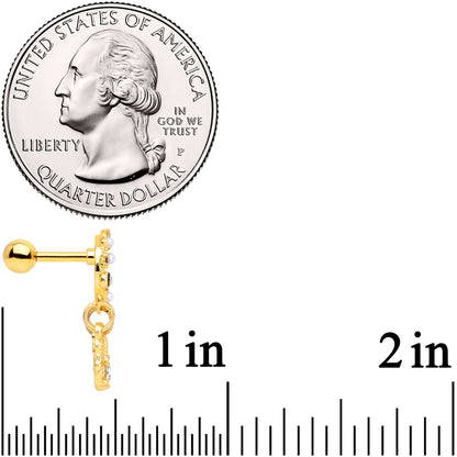 16 Gauge 1/4 Aurora CZ Gold Tone Dreamcatcher Feather Dangle Cartilage
