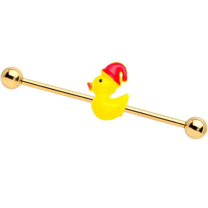 14 Gauge Gold Tone Sleepy Duck Industrial Barbell 38mm