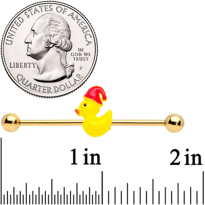 14 Gauge Gold Tone Sleepy Duck Industrial Barbell 38mm