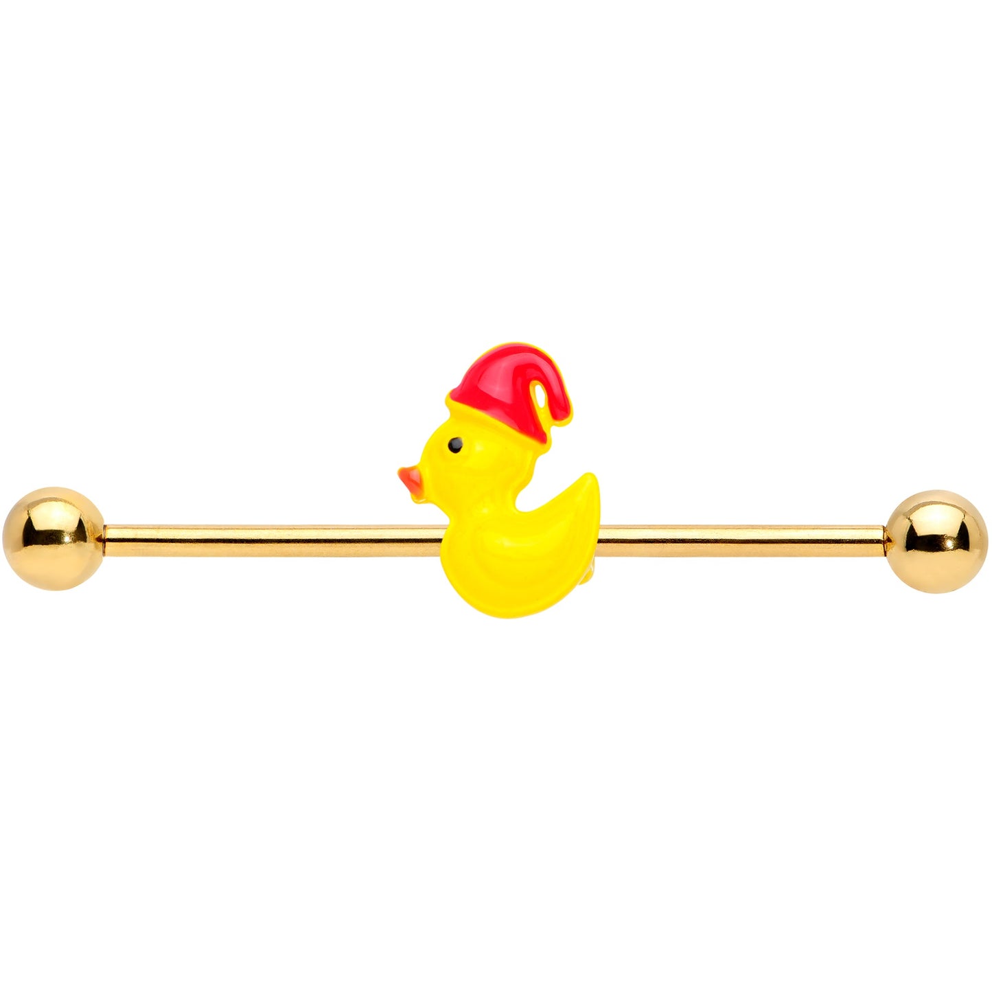 14 Gauge Gold Tone Sleepy Duck Industrial Barbell 38mm