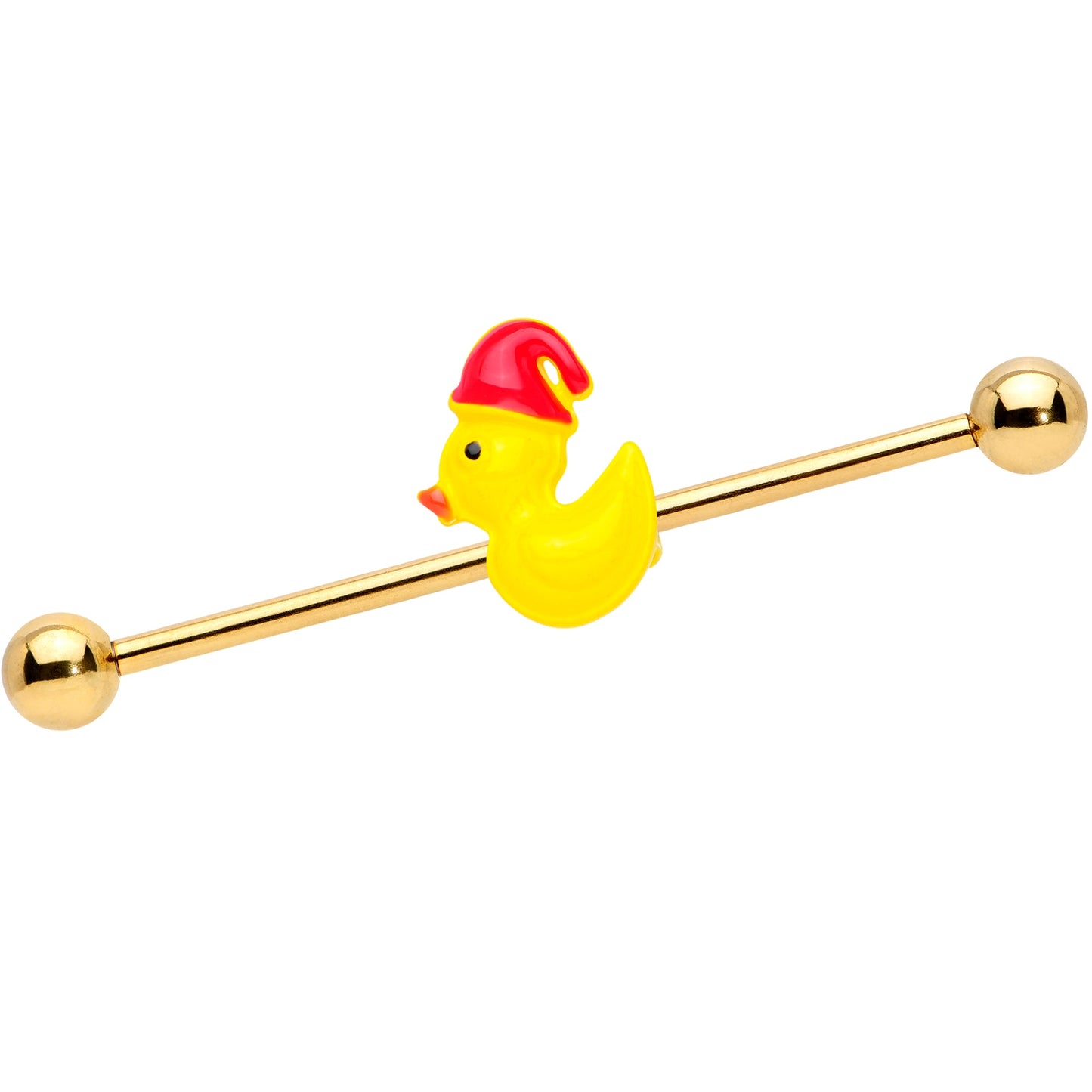 14 Gauge Gold Tone Sleepy Duck Industrial Barbell 38mm