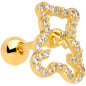 16 Gauge 1/4 Clear Gem Gold Tone Teddy Bear Cartilage Tragus