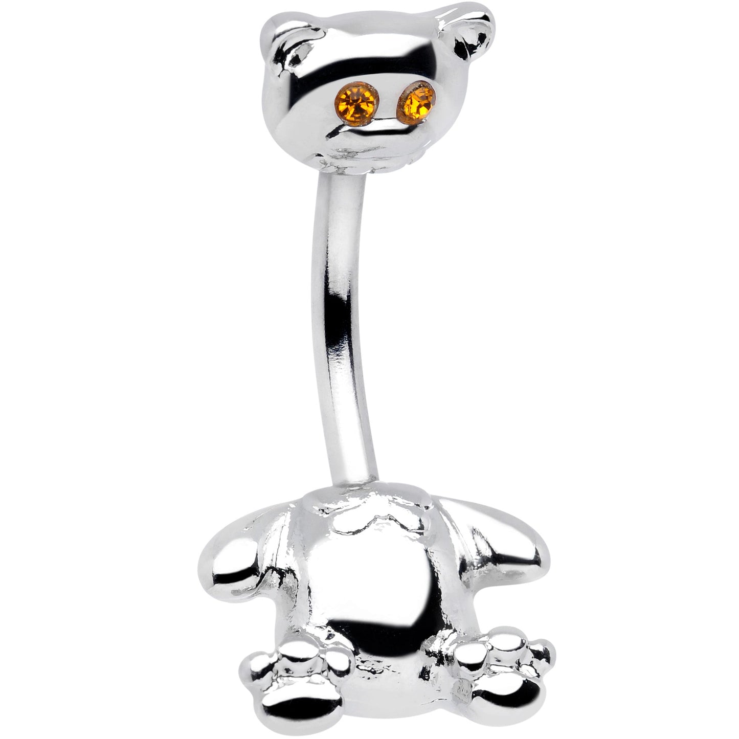 Yellow Gem Teddy Bear Double Mount Belly Ring