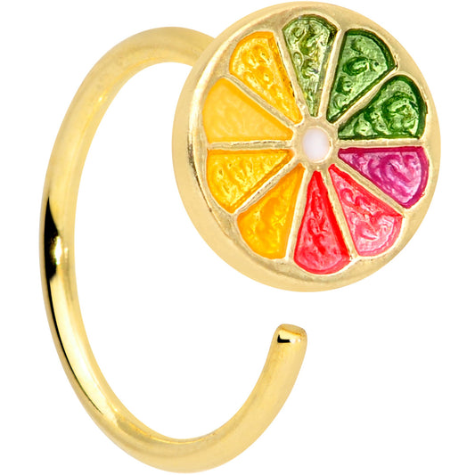 20 Gauge 5/16 Gold Tone Rainbow Grapefruit Nose Hoop