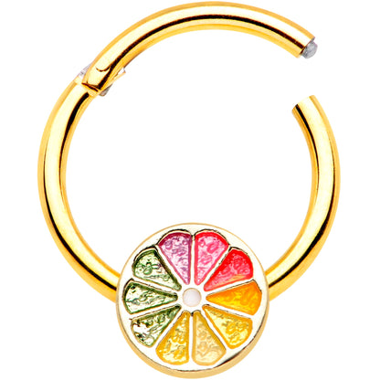 16 Gauge 3/8 Gold Tone Rainbow Grapefruit Septum Ring