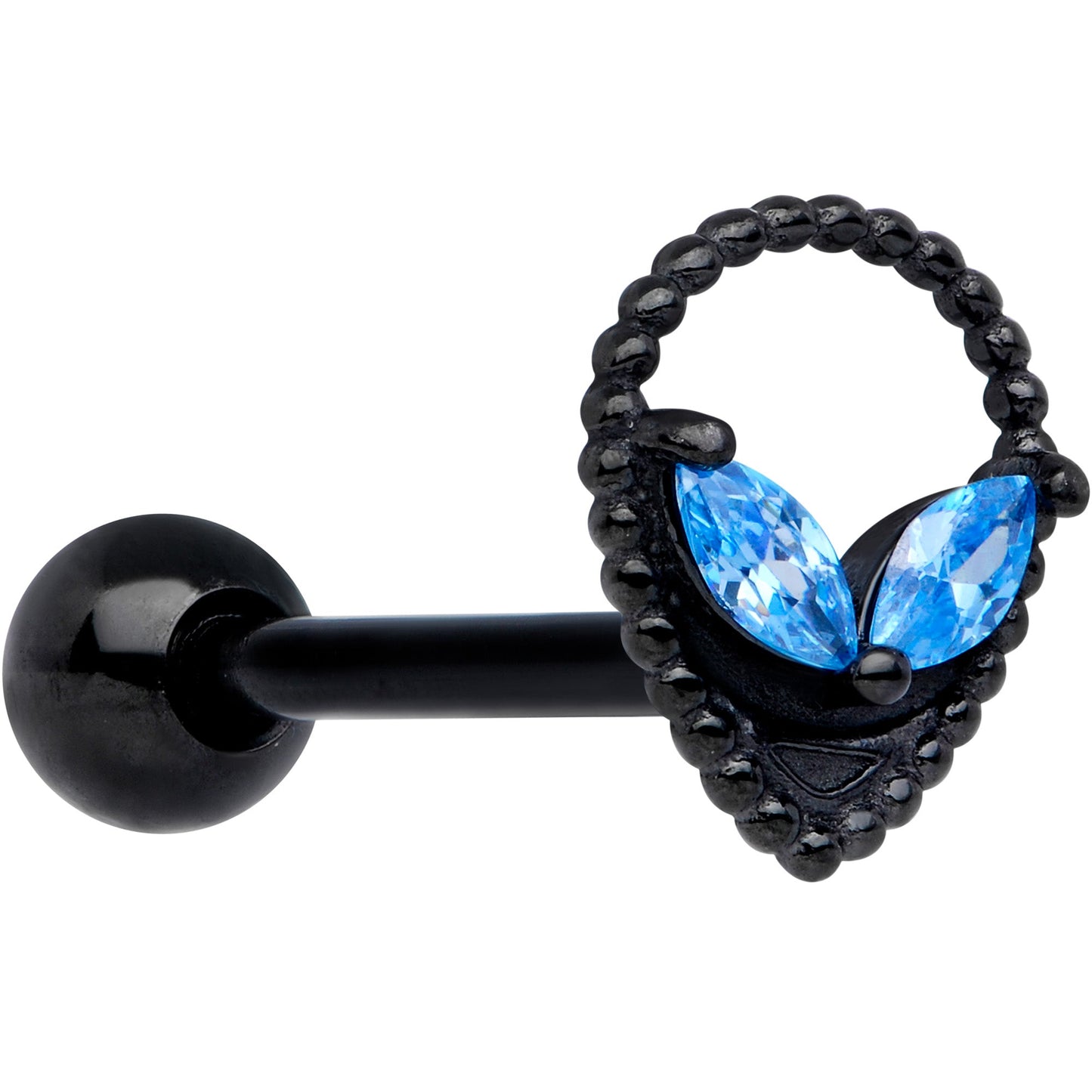 Aqua Gem Black Alien Barbell Tongue Ring