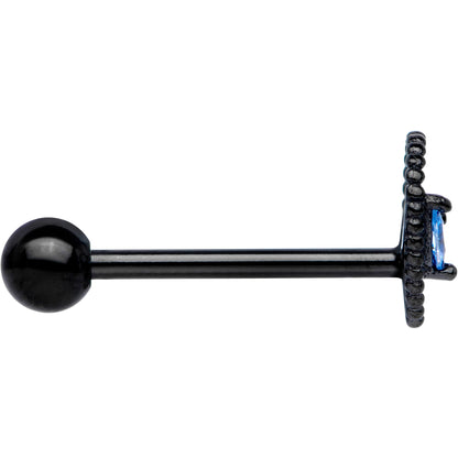 Aqua Gem Black Alien Barbell Tongue Ring