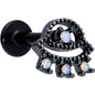 16 Gauge 1/4 White Faux Opal Black UFO Labret Monroe Tragus