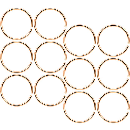 22 Gauge 5/16 Rose Gold Tone Anodized Seamless Circular Ring Set of 12