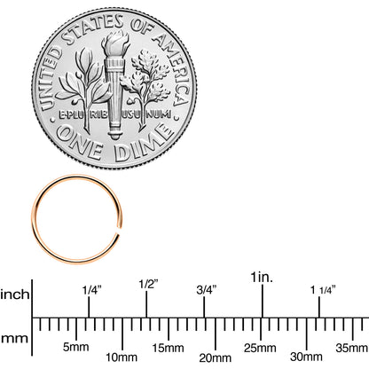 22 Gauge 5/16 Rose Gold Tone Anodized Seamless Circular Ring Set of 12