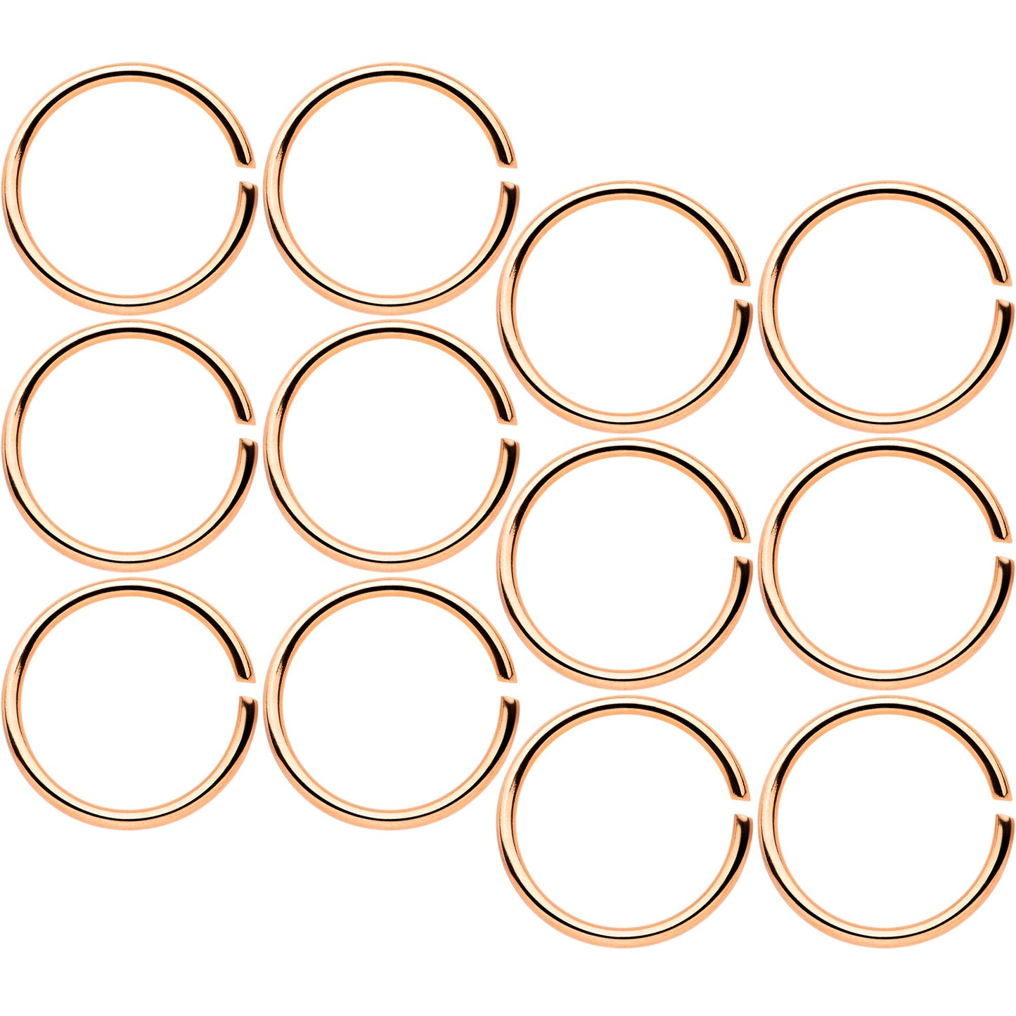 20 Gauge 5/16 Rose Gold Tone Anodized Seamless Circular Ring Set of 12