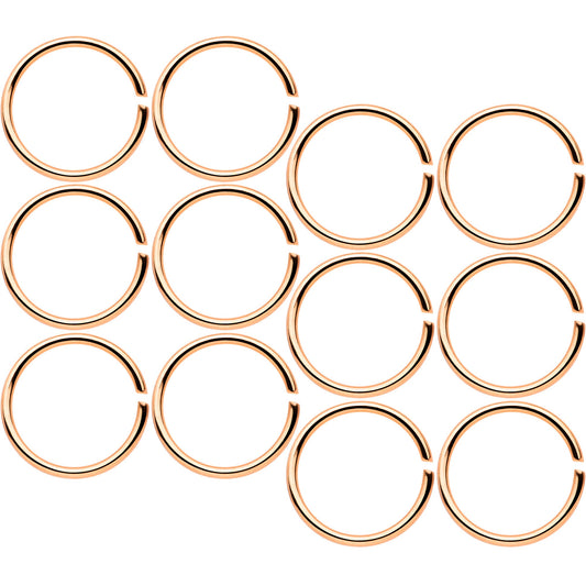 20 Gauge 5/16 Rose Gold Tone Anodized Seamless Circular Ring Set of 12