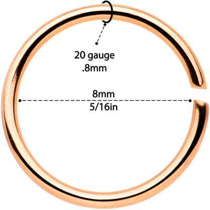 20 Gauge 5/16 Rose Gold Tone Anodized Seamless Circular Ring Set of 12