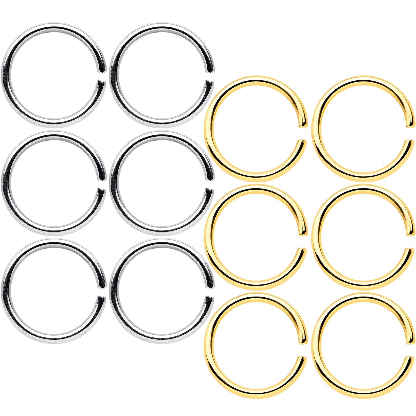 18 Gauge 5/16 Steel Gold Tone Anodized Seamless Circular Ring Set of 12