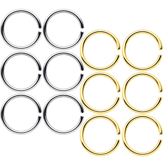 18 Gauge 5/16 Steel Gold Tone Anodized Seamless Circular Ring Set of 12