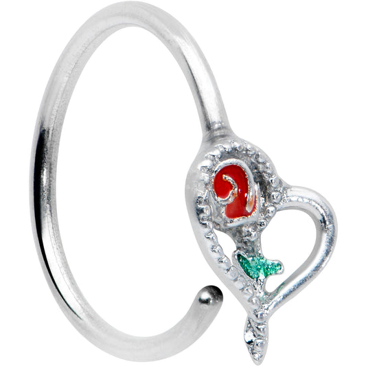 20 Gauge 5/16 Open Heart Rose Valentines Day Nose Hoop