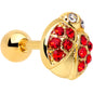 16 Gauge 1/4 Red Clear Gem Gold Tone Ladybug Cartilage Tragus
