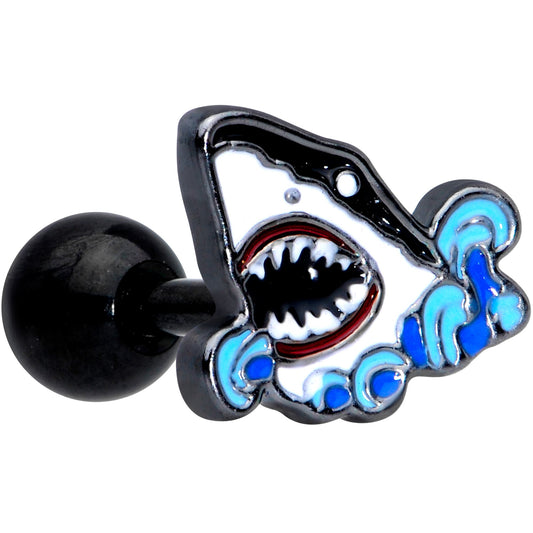 16 Gauge 1/4 Black Shark Bite Cartilage Tragus Earring