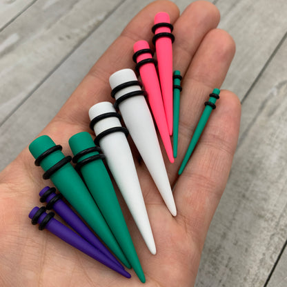 Green Matte Acrylic Straight Taper Set 2 Gauge to 00 Gauge