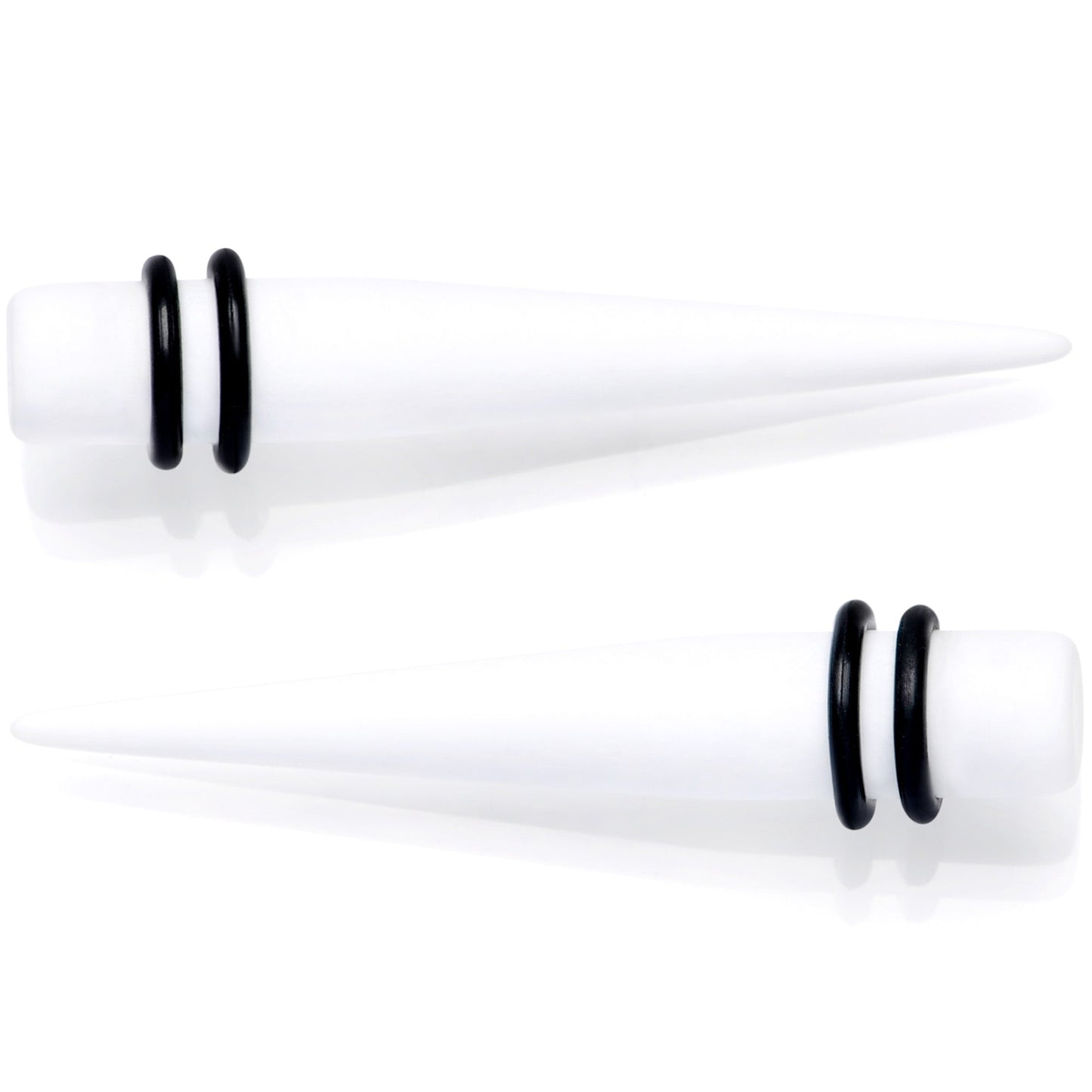 White Matte Acrylic Straight Taper Set 2 Gauge to 00 Gauge