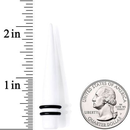 White Matte Acrylic Straight Taper Set 2 Gauge to 00 Gauge