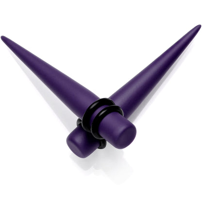 Dark Purple Matte Acrylic Straight Taper Set 12 Gauge to 00 Gauge