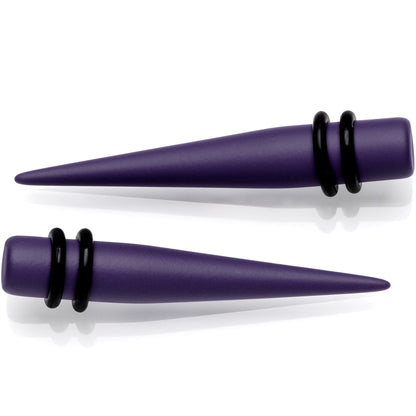 Dark Purple Matte Acrylic Straight Taper Set 12 Gauge to 00 Gauge