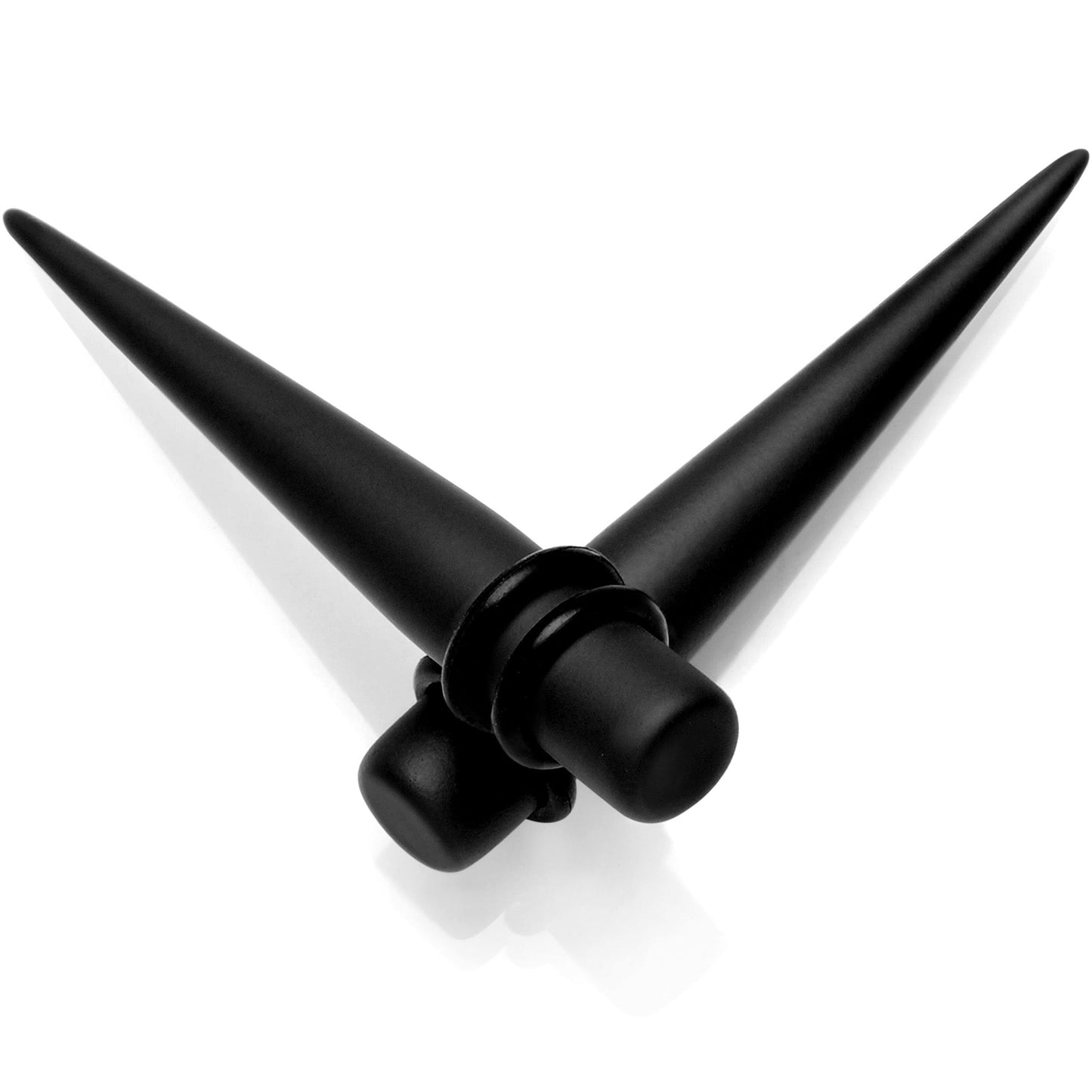 Black Matte Acrylic Straight Taper Set Available in Sizes 12 Gauge to 00 Gauge