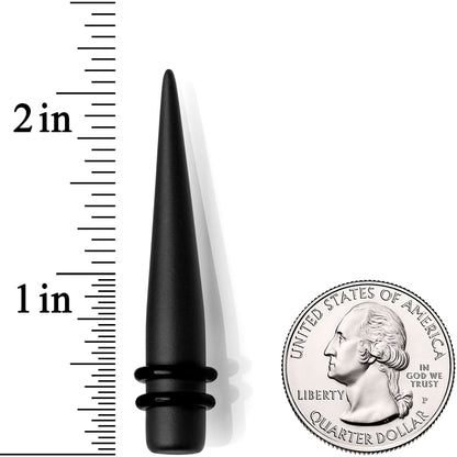 Black Matte Acrylic Straight Taper Set Available in Sizes 12 Gauge to 00 Gauge