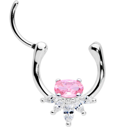 18 Gauge 3/8 Pink Clear Gem Spray Cartilage Clicker