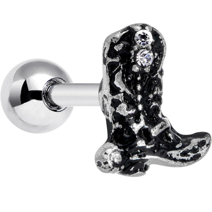 16 Gauge 1/4 Clear Gem Cowboy Boot Cartilage Tragus Earring