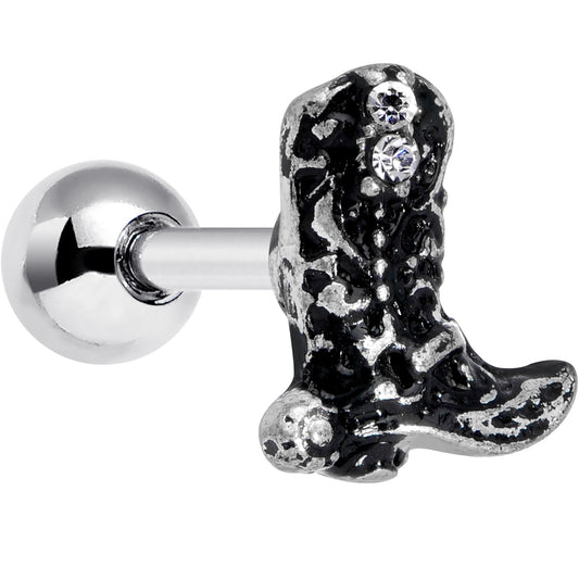 16 Gauge 1/4 Clear Gem Cowboy Boot Cartilage Tragus Earring