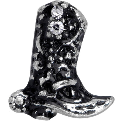 16 Gauge 1/4 Clear Gem Cowboy Boot Cartilage Tragus Earring