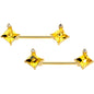 14 Gauge 5/8 Clear Yellow Gem Gold Tone Rhombus Barbell Nipple Ring Set