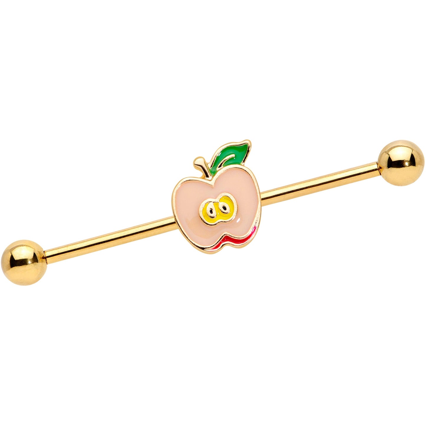 14 Gauge Gold Tone Sweet Apple Industrial Barbell 38mm