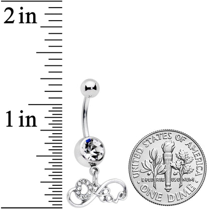 Clear Gem Infinity Heart Dangle Belly Ring