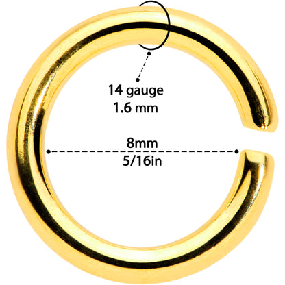 14 Gauge 5/16 Gold Tone Anodized Seamless Cartilage Ring Set of 12